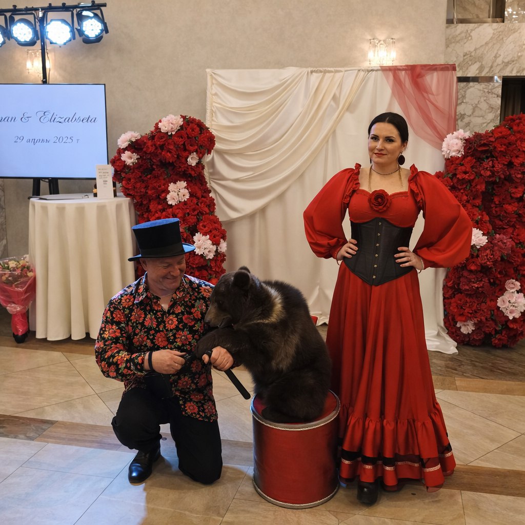 alt="Живой медведь на свадьбу в Москве"